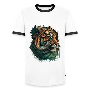 Grüner Tiger - Männer Kontrast-T-Shirt - Weiß/Schwarz - Vorne - AI Model Female 172 light (172cm) & AI Model Male 178 dark (178cm)