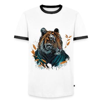 Conception du tigre - T-shirt contrasté Homme - blanc/noir - Devant - AI Model Female 172 light (172cm) & AI Model Male 178 dark (178cm)
