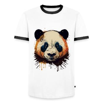 Süßer Panda - Männer Kontrast-T-Shirt - Weiß/Schwarz - Vorne - AI Model Female 172 light (172cm) & AI Model Male 178 dark (178cm)