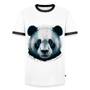 Realistic Panda Head - Men's Ringer Shirt - white/black - Front - AI Model Female 172 light (172cm) & AI Model Male 178 dark (178cm)