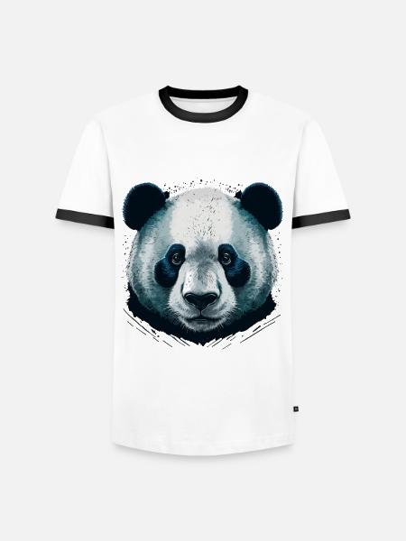 Realistic Panda Head - Men's Ringer Shirt - white/black