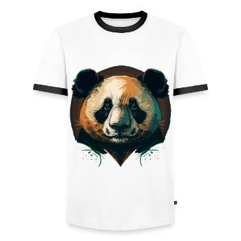 Mignonne tête de panda - T-shirt contrasté Homme - blanc/noir - Devant - AI Model Female 172 light (172cm) & AI Model Male 178 dark (178cm)