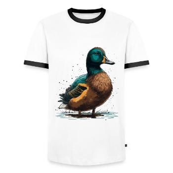Propriétaire de canard - T-shirt contrasté Homme - blanc/noir - Devant - AI Model Female 172 light (172cm) & AI Model Male 178 dark (178cm)