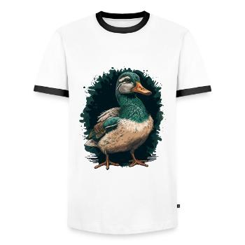 Duck Hunter - Duck - Men's Ringer Shirt - white/black - Front - AI Model Female 172 light (172cm) & AI Model Male 178 dark (178cm)