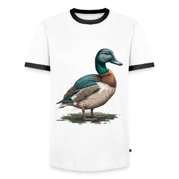 Ami canard - T-shirt contrasté Homme - blanc/noir - Devant - AI Model Female 172 light (172cm) & AI Model Male 178 dark (178cm)