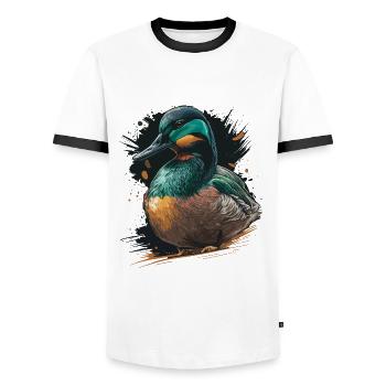 Duck Hunter Gift - Men's Ringer Shirt - white/black - Front - AI Model Female 172 light (172cm) & AI Model Male 178 dark (178cm)