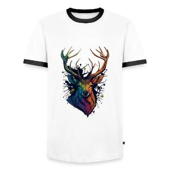 Cerf - T-shirt contrasté Homme - blanc/noir - Devant - AI Model Female 172 light (172cm) & AI Model Male 178 dark (178cm)