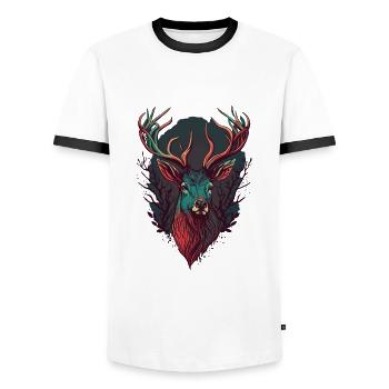 Antlers - Men's Ringer Shirt - white/black - Front - AI Model Female 172 light (172cm) & AI Model Male 178 dark (178cm)
