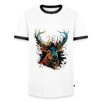Wild Animal Lover - Men's Ringer Shirt - white/black - Front - AI Model Female 172 light (172cm) & AI Model Male 178 dark (178cm)
