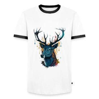 Buck Liebhaber - Männer Kontrast-T-Shirt - Weiß/Schwarz - Vorne - AI Model Female 172 light (172cm) & AI Model Male 178 dark (178cm)
