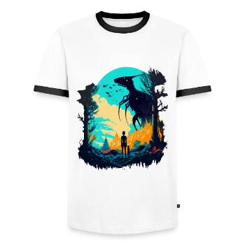 Alien rebelle - T-shirt contrasté Homme - blanc/noir - Devant - AI Model Female 172 light (172cm) & AI Model Male 178 dark (178cm)