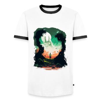 Galaxie - Männer Kontrast-T-Shirt - Weiß/Schwarz - Vorne - AI Model Female 172 light (172cm) & AI Model Male 178 dark (178cm)
