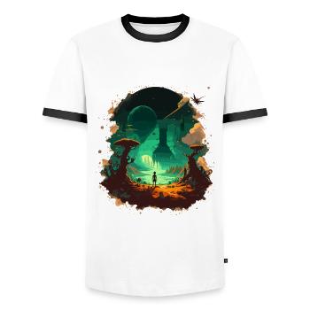 Un autre monde - T-shirt contrasté Homme - blanc/noir - Devant - AI Model Female 172 light (172cm) & AI Model Male 178 dark (178cm)