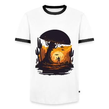 out of this world - Men's Ringer Shirt - white/black - Front - AI Model Female 172 light (172cm) & AI Model Male 178 dark (178cm)