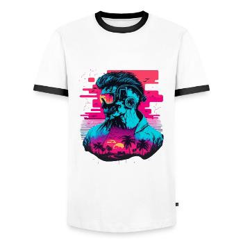Funk der Zukunft - Männer Kontrast-T-Shirt - Weiß/Schwarz - Vorne - AI Model Female 172 light (172cm) & AI Model Male 178 dark (178cm)