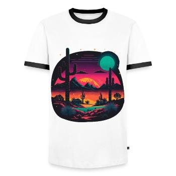 Neon Desert - Men's Ringer Shirt - white/black - Front - AI Model Female 172 light (172cm) & AI Model Male 178 dark (178cm)