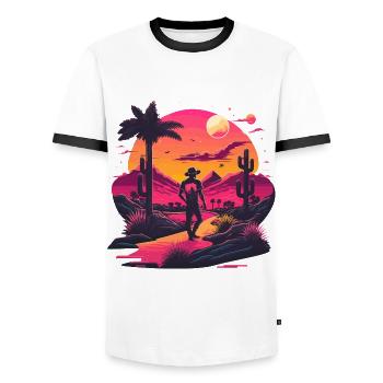 Neon Cowboy - Men's Ringer Shirt - white/black - Front - AI Model Female 172 light (172cm) & AI Model Male 178 dark (178cm)
