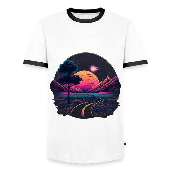 Neonsonne - Männer Kontrast-T-Shirt - Weiß/Schwarz - Vorne - AI Model Female 172 light (172cm) & AI Model Male 178 dark (178cm)