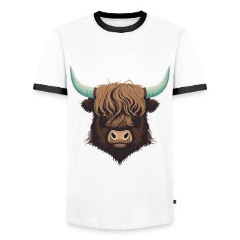 Illustration de la tête de yak - T-shirt contrasté Homme - blanc/noir - Devant - AI Model Female 172 light (172cm) & AI Model Male 178 dark (178cm)