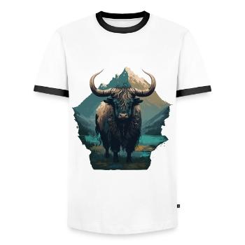 Old Yak - Men's Ringer Shirt - white/black - Front - AI Model Female 172 light (172cm) & AI Model Male 178 dark (178cm)