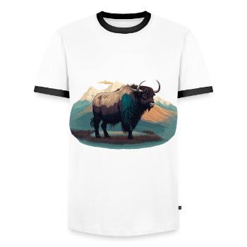 Propriétaire de yak - T-shirt contrasté Homme - blanc/noir - Devant - AI Model Female 172 light (172cm) & AI Model Male 178 dark (178cm)