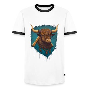 Yak en chemise - T-shirt contrasté Homme - blanc/noir - Devant - AI Model Female 172 light (172cm) & AI Model Male 178 dark (178cm)