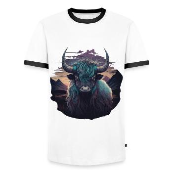 Tibet Yak - T-shirt contrasté Homme - blanc/noir - Devant - AI Model Female 172 light (172cm) & AI Model Male 178 dark (178cm)