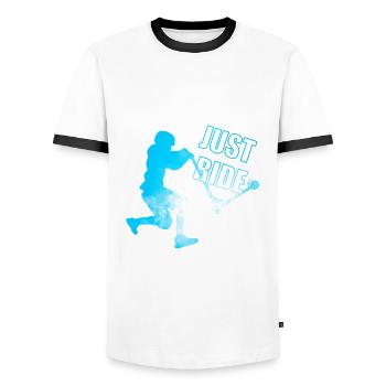 Freestyle Art Scooter - Männer Kontrast-T-Shirt - Weiß/Schwarz - Vorne - AI Model Female 172 light (172cm) & AI Model Male 178 dark (178cm)