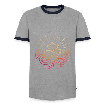 Bateau papier Origami - T-shirt contrasté Homme - gris/marine  - Devant - AI Model Female 172 light (172cm) & AI Model Male 178 light (178cm)