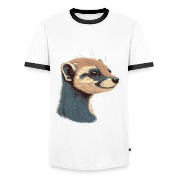 Ferret - Men's Ringer Shirt - white/black - Front - AI Model Female 172 light (172cm) & AI Model Male 178 dark (178cm)