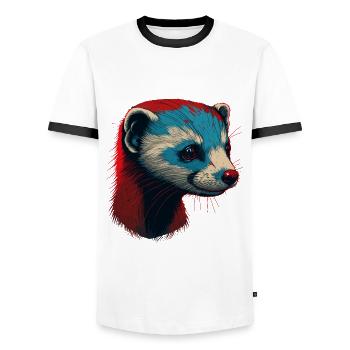 Rotes Frettchen - Männer Kontrast-T-Shirt - Weiß/Schwarz - Vorne - AI Model Female 172 light (172cm) & AI Model Male 178 dark (178cm)