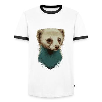 Cute Ferret - Men's Ringer Shirt - white/black - Front - AI Model Female 172 light (172cm) & AI Model Male 178 dark (178cm)