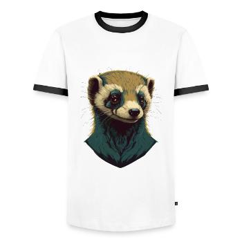 Tête de furet - T-shirt contrasté Homme - blanc/noir - Devant - AI Model Female 172 light (172cm) & AI Model Male 178 dark (178cm)