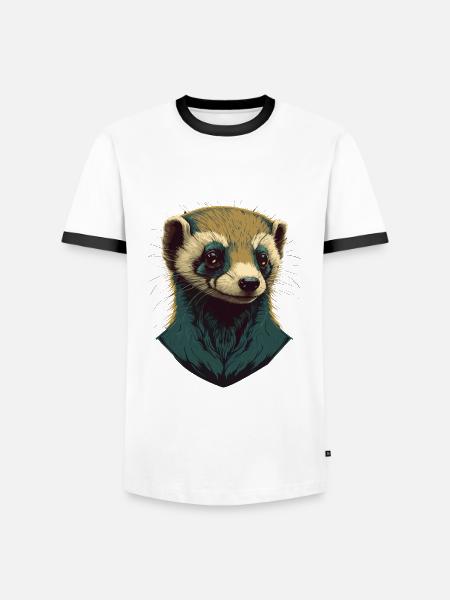 Ferret Head - Men's Ringer Shirt - white/black