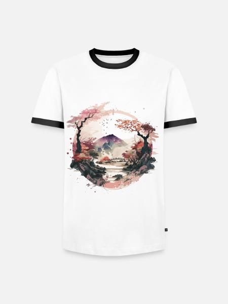 Zen Garden - Men's Ringer Shirt - white/black