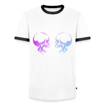 Doppelte Schädelkunst - Männer Kontrast-T-Shirt - Weiß/Schwarz - Vorne - AI Model Female 172 light (172cm) & AI Model Male 178 dark (178cm)