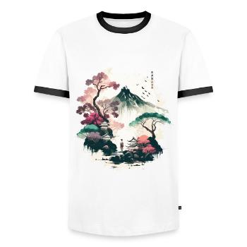 Rote Sonne - Männer Kontrast-T-Shirt - Weiß/Schwarz - Vorne - AI Model Female 172 light (172cm) & AI Model Male 178 dark (178cm)