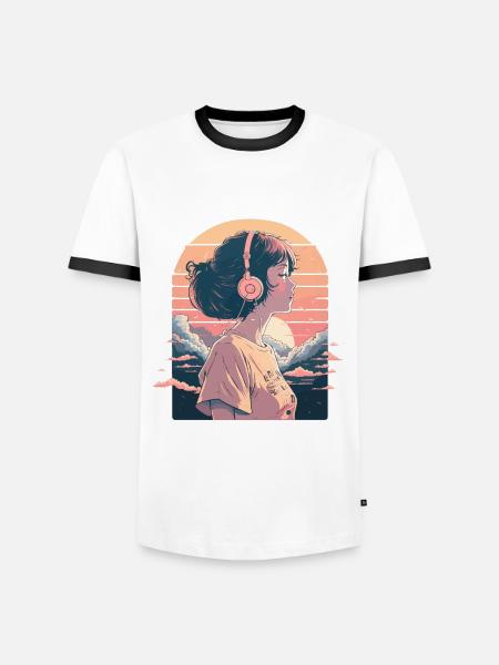 Fille mélomane - T-shirt contrasté Homme - blanc/noir
