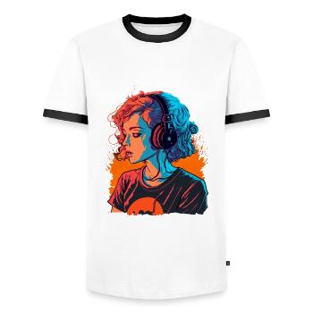 Jolie fille - T-shirt contrasté Homme - blanc/noir - Devant - AI Model Female 172 light (172cm) & AI Model Male 178 dark (178cm)