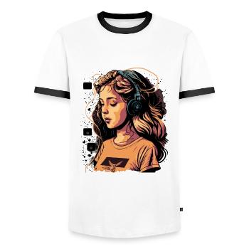 Kawaii - T-shirt contrasté Homme - blanc/noir - Devant - AI Model Female 172 light (172cm) & AI Model Male 178 dark (178cm)