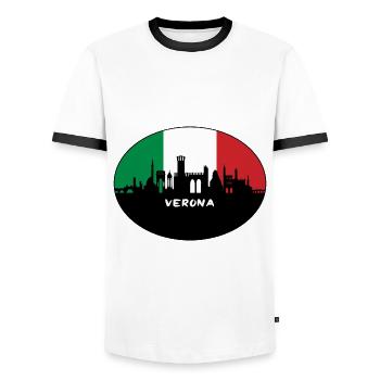 Vérone Italie Flag Skyline Souvenir de voyage - T-shirt contrasté Homme - blanc/noir - Devant - AI Model Female 172 light (172cm) & AI Model Male 178 dark (178cm)