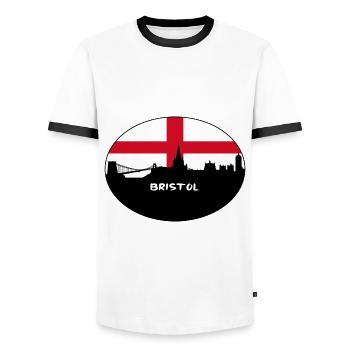 Bristol Angleterre Flag Skyline Souvenir de voyage - T-shirt contrasté Homme - blanc/noir - Devant - AI Model Female 172 light (172cm) & AI Model Male 178 dark (178cm)