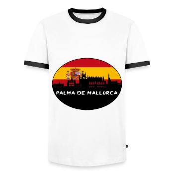 Palma de Majorque Espagne Flag Skyline Silhouette Tr - T-shirt contrasté Homme - blanc/noir - Devant - AI Model Female 172 light (172cm) & AI Model Male 178 dark (178cm)