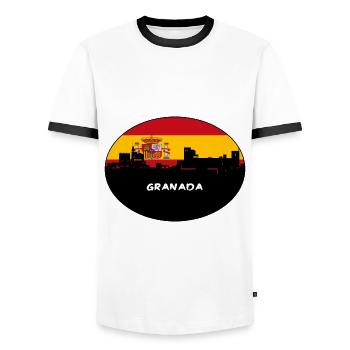 Granada Spain Flag Skyline Silhouette Travel - Men's Ringer Shirt - white/black - Front - AI Model Female 172 light (172cm) & AI Model Male 178 dark (178cm)