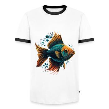 Deep Sea Creature - Men's Ringer Shirt - white/black - Front - AI Model Female 172 light (172cm) & AI Model Male 178 dark (178cm)
