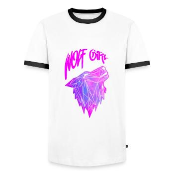 Wolf girl - Men's Ringer Shirt - white/black - Front - AI Model Female 172 light (172cm) & AI Model Male 178 dark (178cm)
