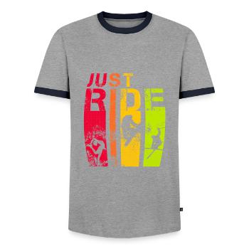 Einfach Wintersport fahren - Männer Kontrast-T-Shirt - Grau/Navy  - Vorne - AI Model Female 172 light (172cm) & AI Model Male 178 light (178cm)
