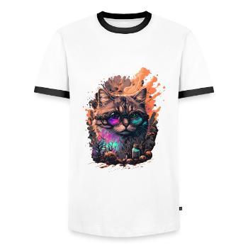 Posion Katze - Männer Kontrast-T-Shirt - Weiß/Schwarz - Vorne - AI Model Female 172 light (172cm) & AI Model Male 178 dark (178cm)