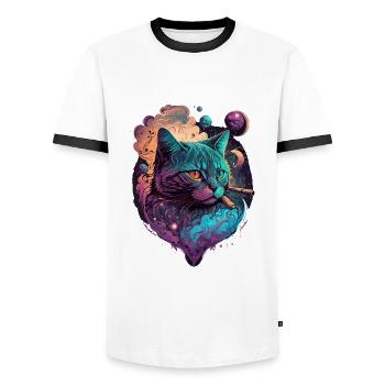 Chat sympa - T-shirt contrasté Homme - blanc/noir - Devant - AI Model Female 172 light (172cm) & AI Model Male 178 dark (178cm)