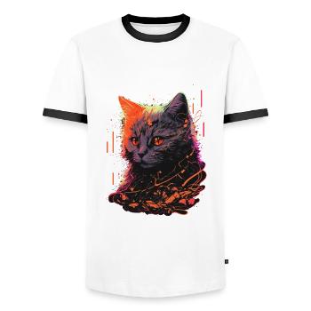 Cute Vintage Cat - Men's Ringer Shirt - white/black - Front - AI Model Female 172 light (172cm) & AI Model Male 178 dark (178cm)